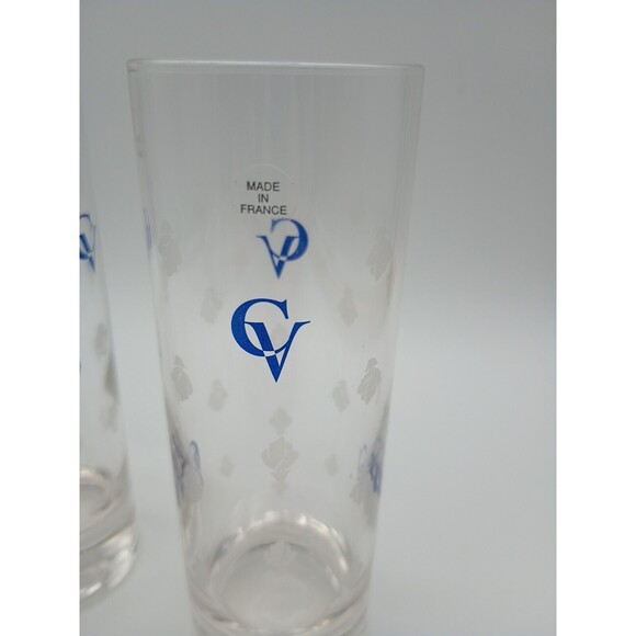 2 Courvoisier 6 Oz Cognac High Ball Rocks Drinking Glasses Blue CV Logo - Picture 2 of 3